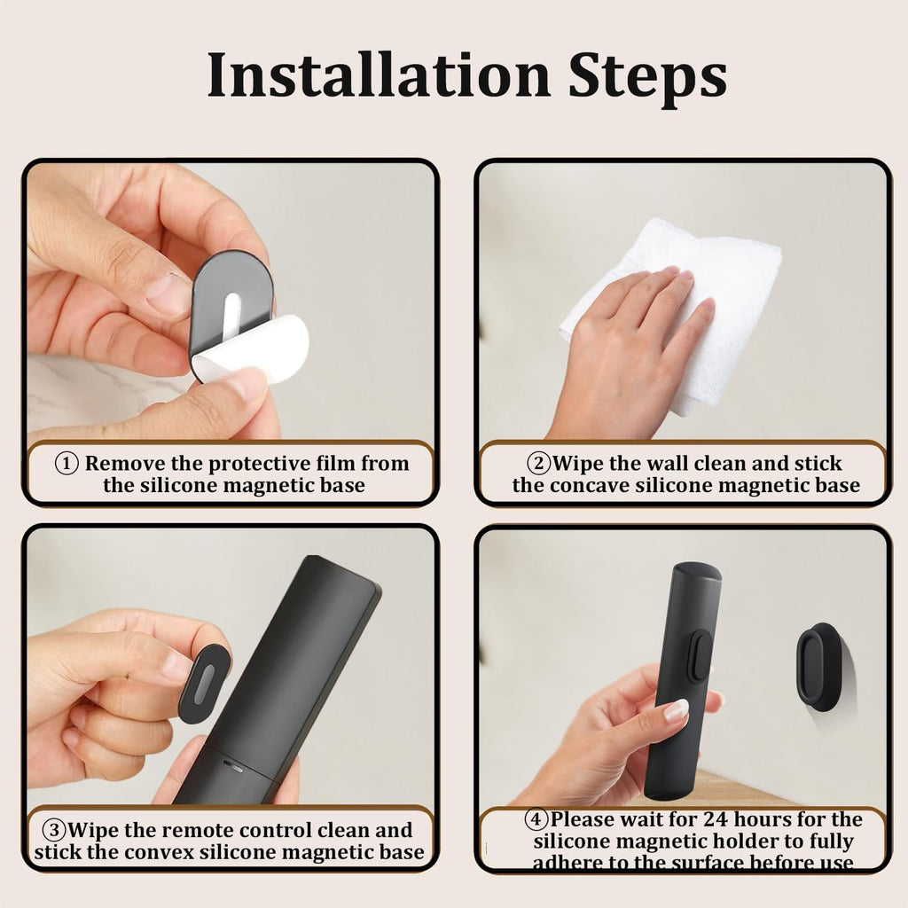 6 Pcs Magnetic Remote Control Holder Wall Mount-No Drill Self-Adhesive Silicone Organizer Storage Wall Holder for Home Office School TV, Fan & Air Conditioner Remote Control (Black)