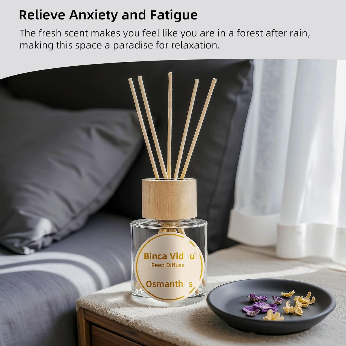 Reed Diffuser Set, Binca Vidou Lavender Osmanthus Orange & Lemon 1.69oz x 3