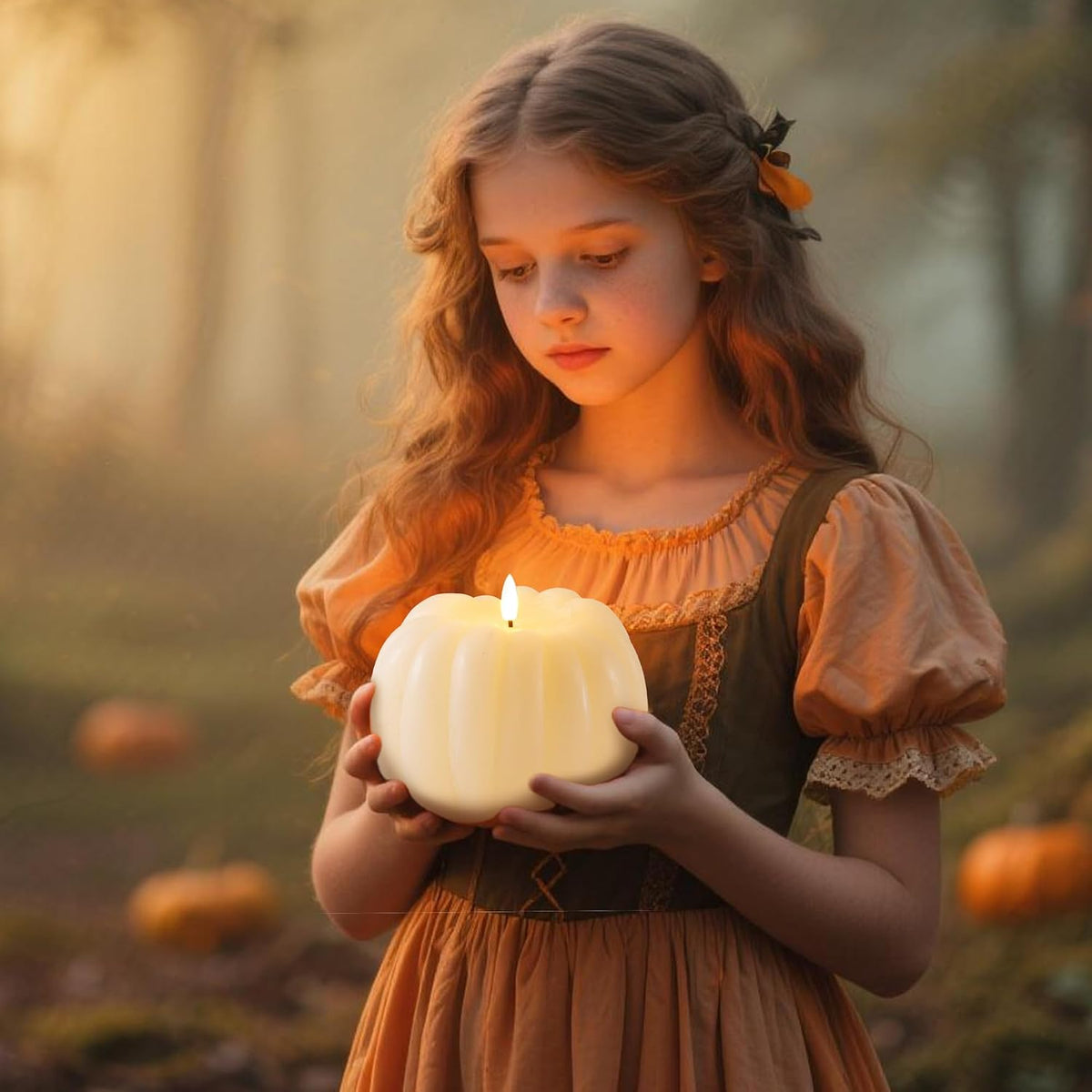 Fall Decor, Fall Decorations for Home, Flameless Pumpkin Candle with Remote