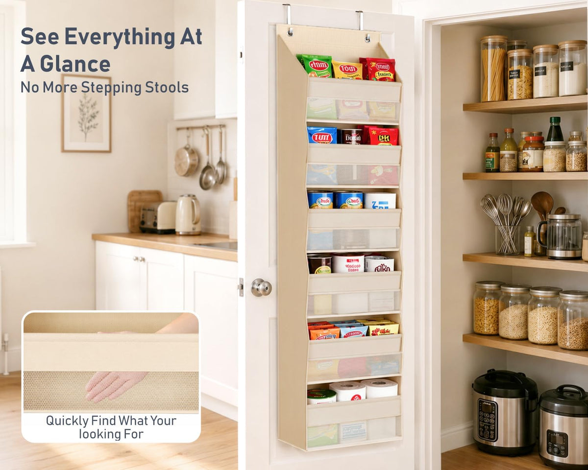 DIMJ Over the Door Organizer, 6-Shelf Hanging Organizer, Beige, 1 Pack