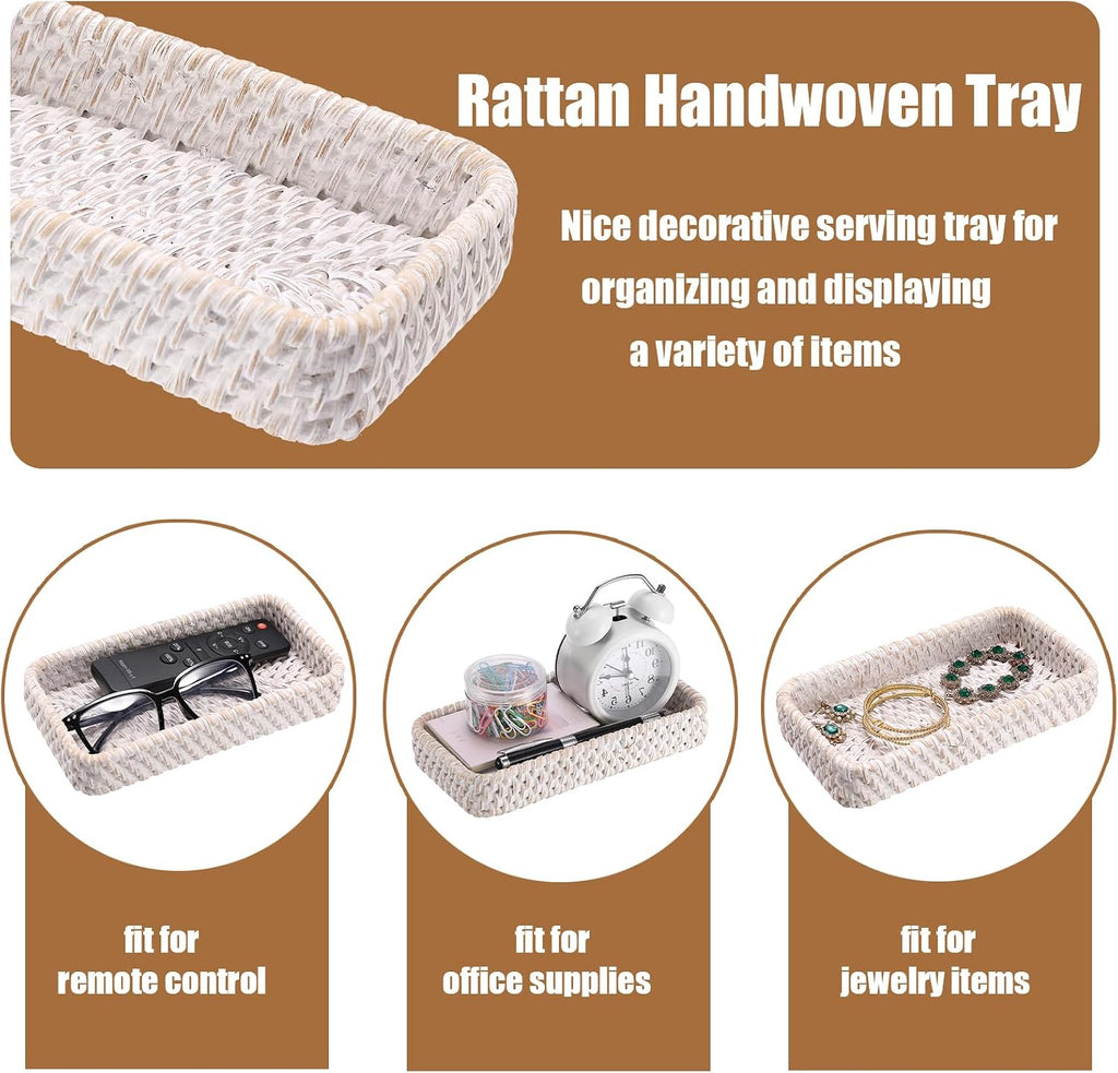 BTSKY Small Remote Basket for Coffee Table Entryway Living Room, Rattan