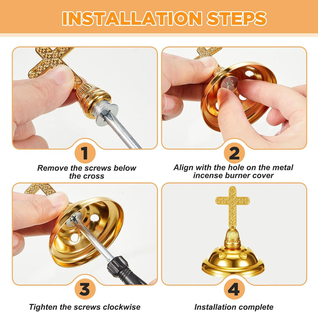 Zonon 2 Sets Incense Burner with Tong, Gold, Classic