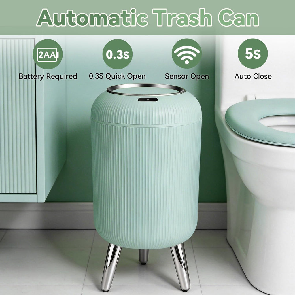 Procade Blue Bathroom Trash Can with Lid,Small Automatic Touchless Trashcan