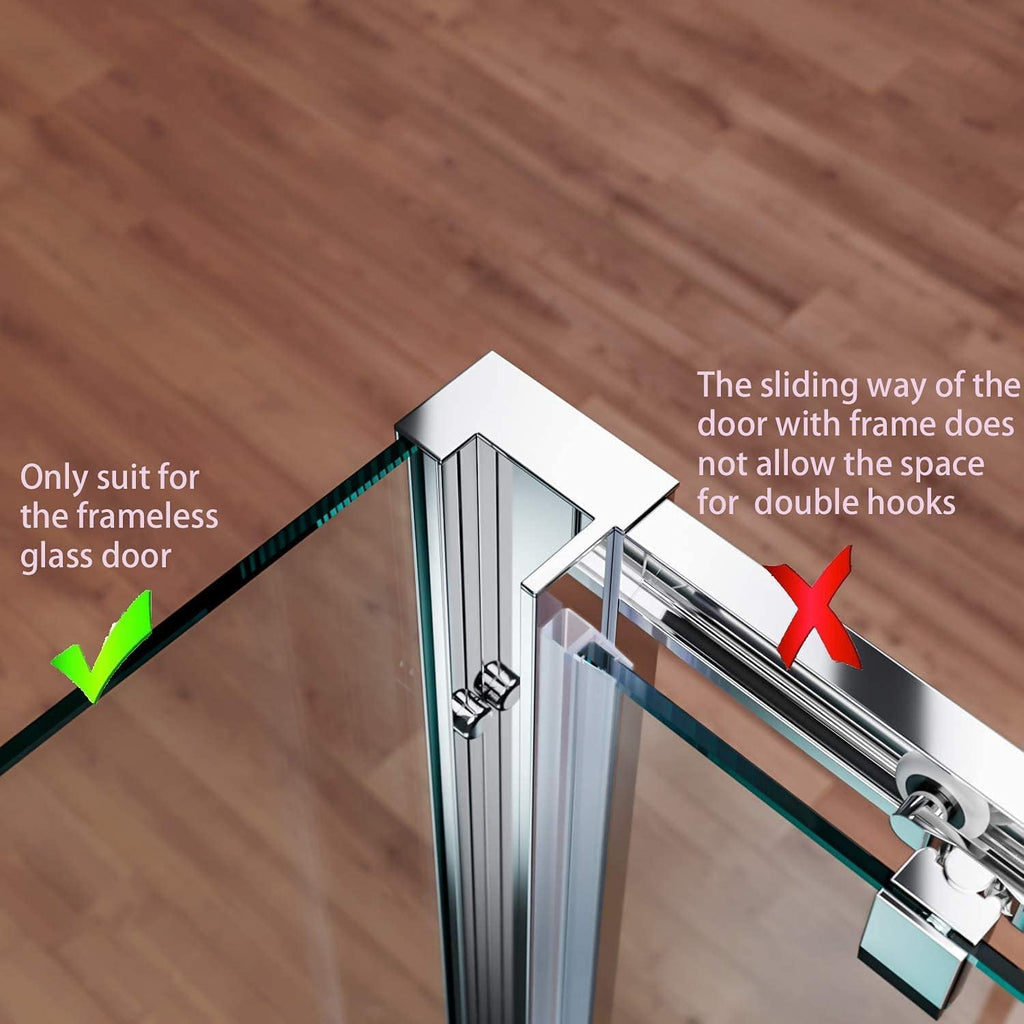 Double Hooks for Glass Shower Door, Towel Hooks Over The Bathroom Glass Wall 0.31-0.39in, Stainless Steel, Gold 4 Pack