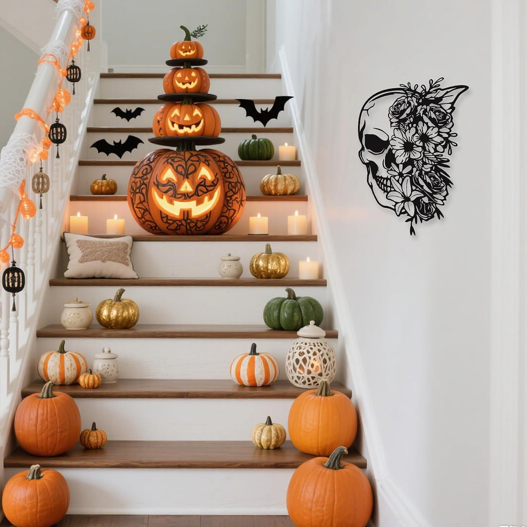 Rajukit Skull Wall Decor with Floral, Gothic