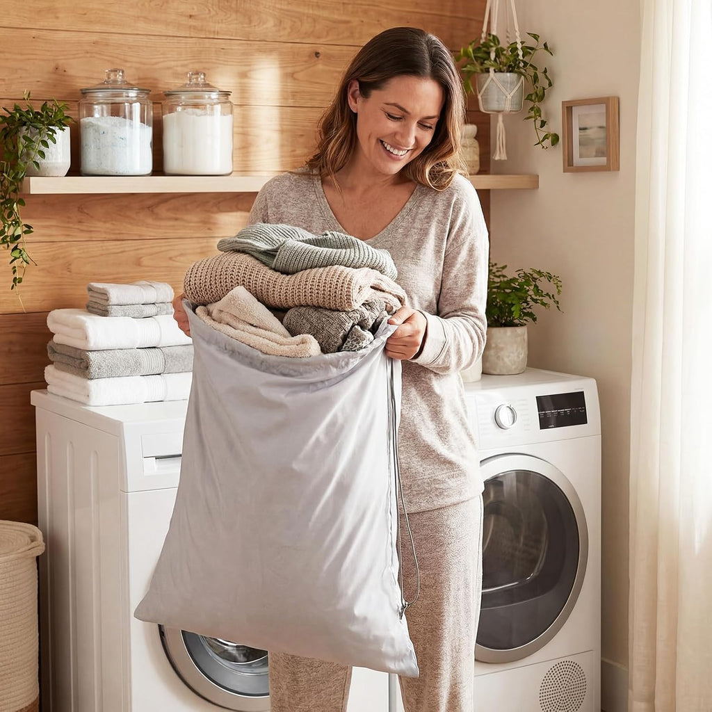Woanger 12 Pack 28 x 45 Inch Extra Large Laundry Bags Bulk, Silver