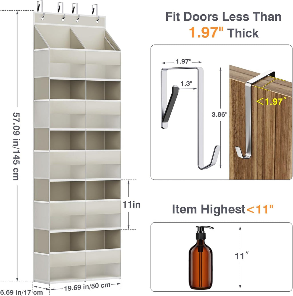 Over The Door Storage Organizer 5 Tiers Extra Large Heavy Duty Oxford Beige