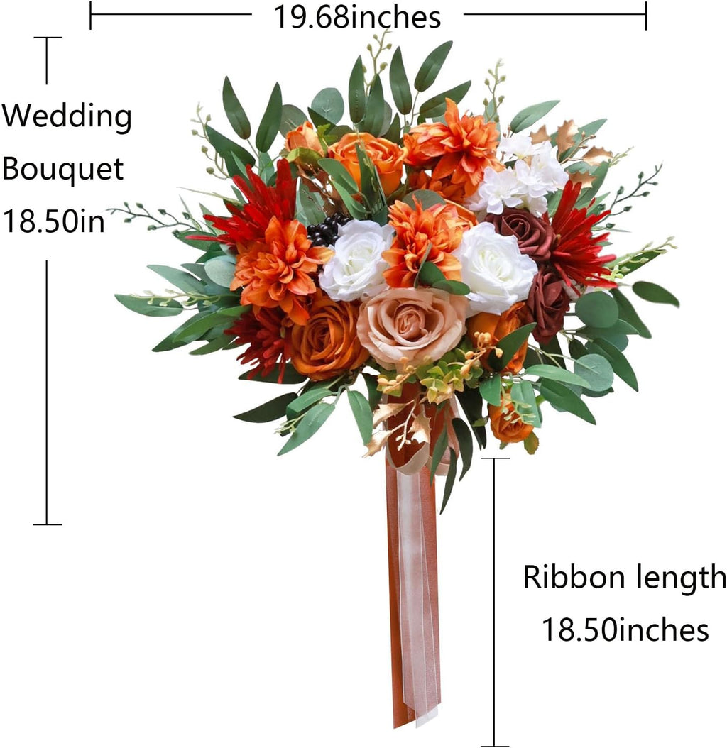 CherishedMoments Terracotta Bridal Bouquet,16 Inch,Artificial Fall Flowers