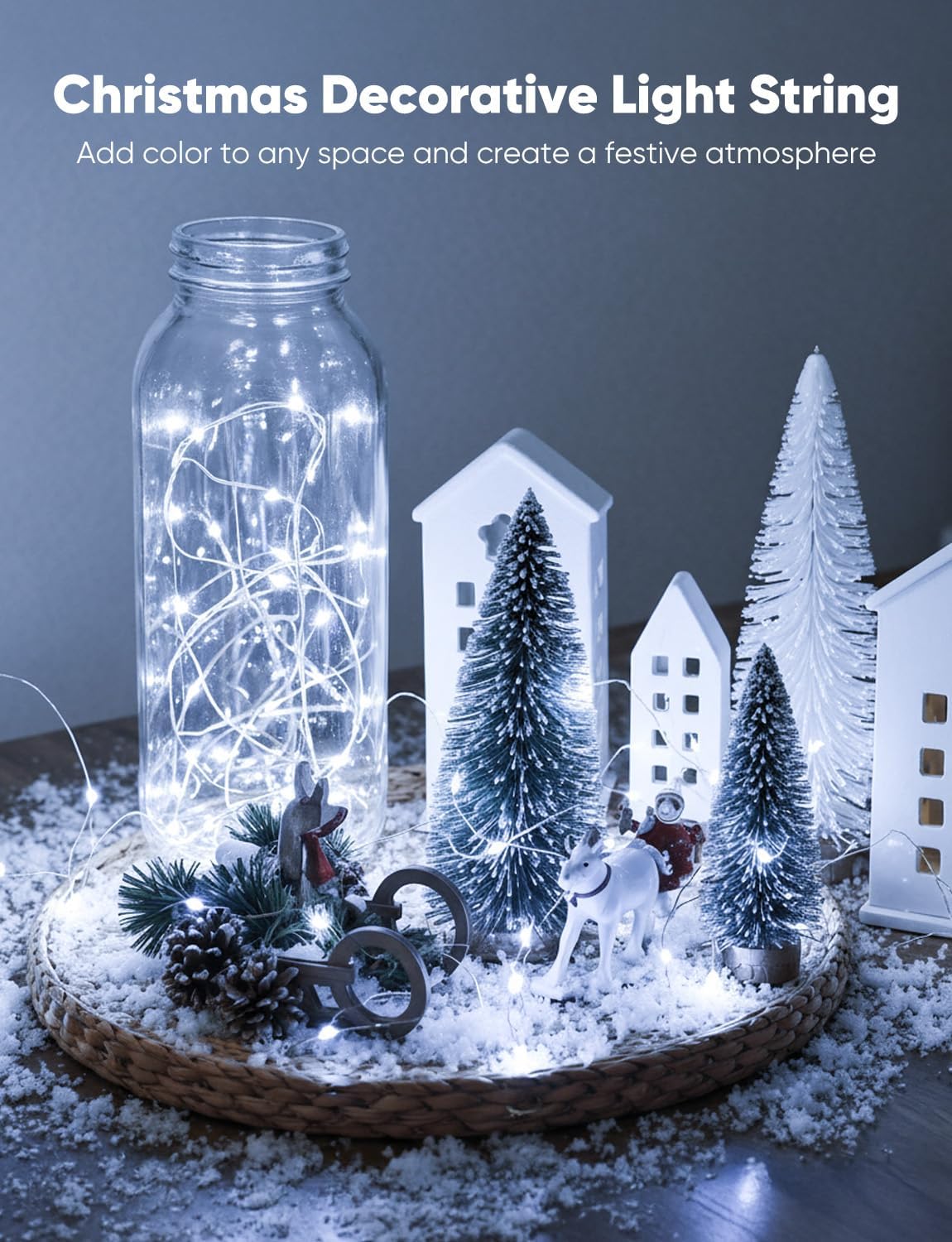 Minetom 12 Pack White Battery Operated Fairy String Lights 8 Modes