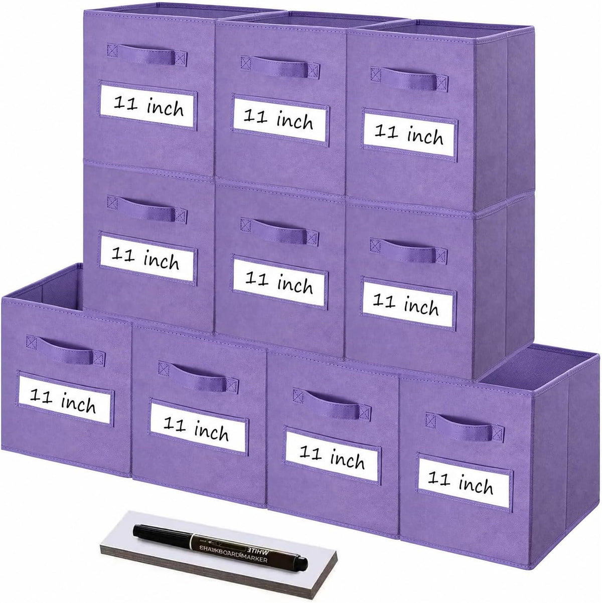 Storage Bins,11" Cube Storage Bin with Labels,10pcs,Purple