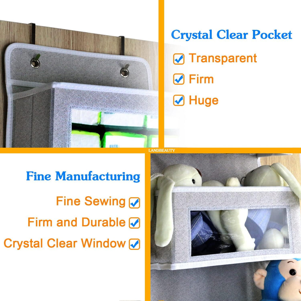 2 Pack 5-Shelf Hanging Shelves Over The Door Organizer Wall Mount Storage Bag (Sesame Gray 2 Pack)