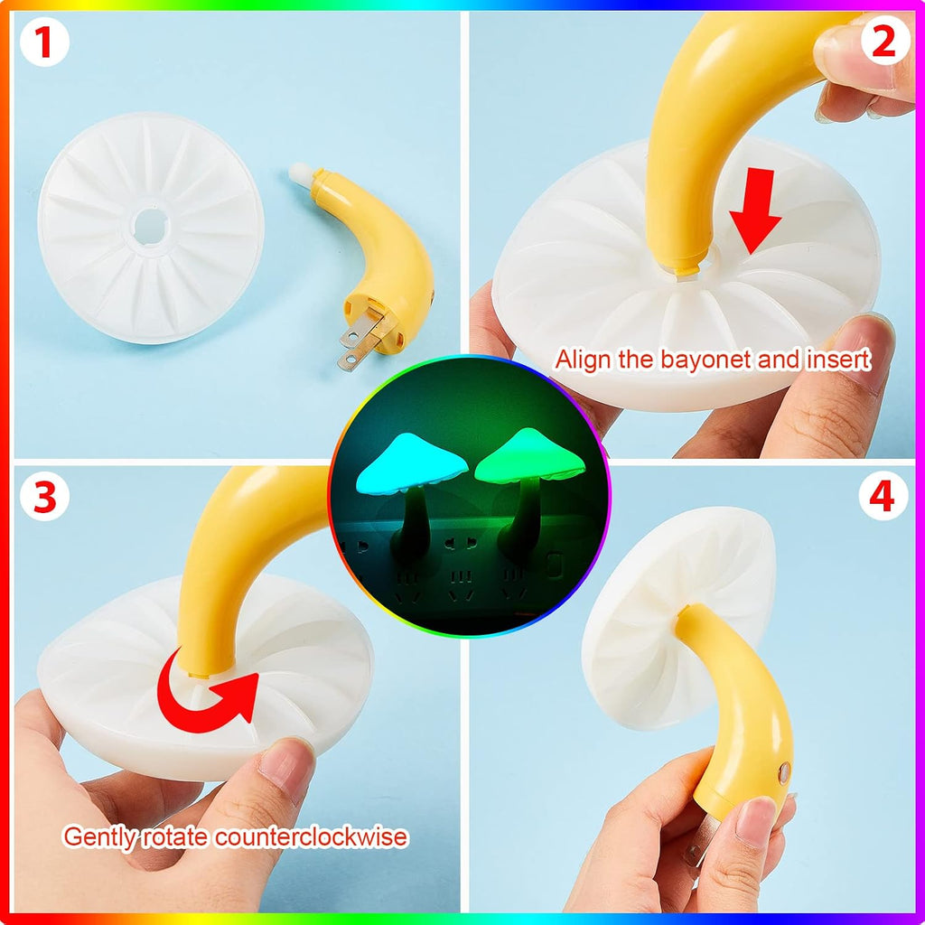 Riakrum 8 Pcs Mushroom Night Lights Plug into Wall, 7 Color LED Sensor