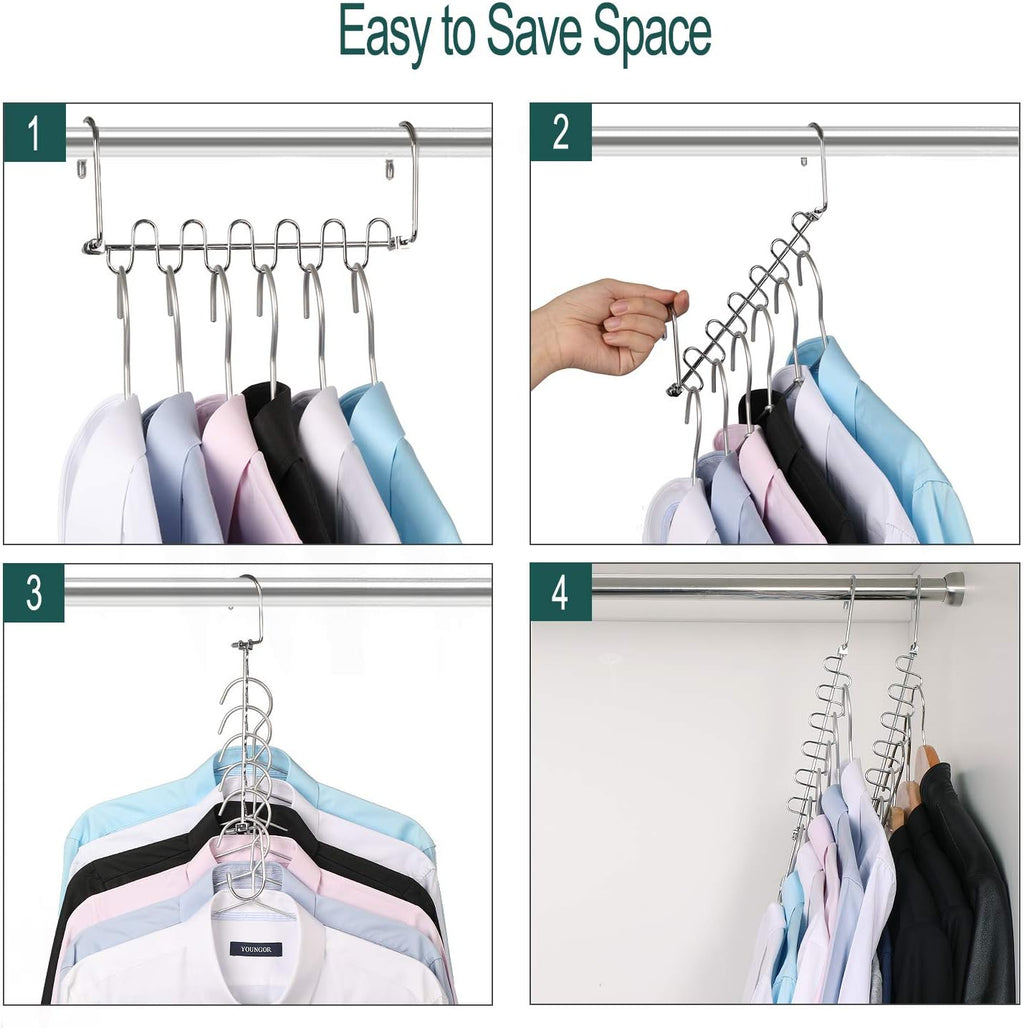 GEFTOL Metal Space Saving Hangers 12 Slots New Version Hanger Magic Cascading Hanger Closet Wardrobe Clothes Organizer(20 Pack)