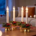 4PK Christmas Window Candle with Timer, 10inch LED Golden Chamberstick