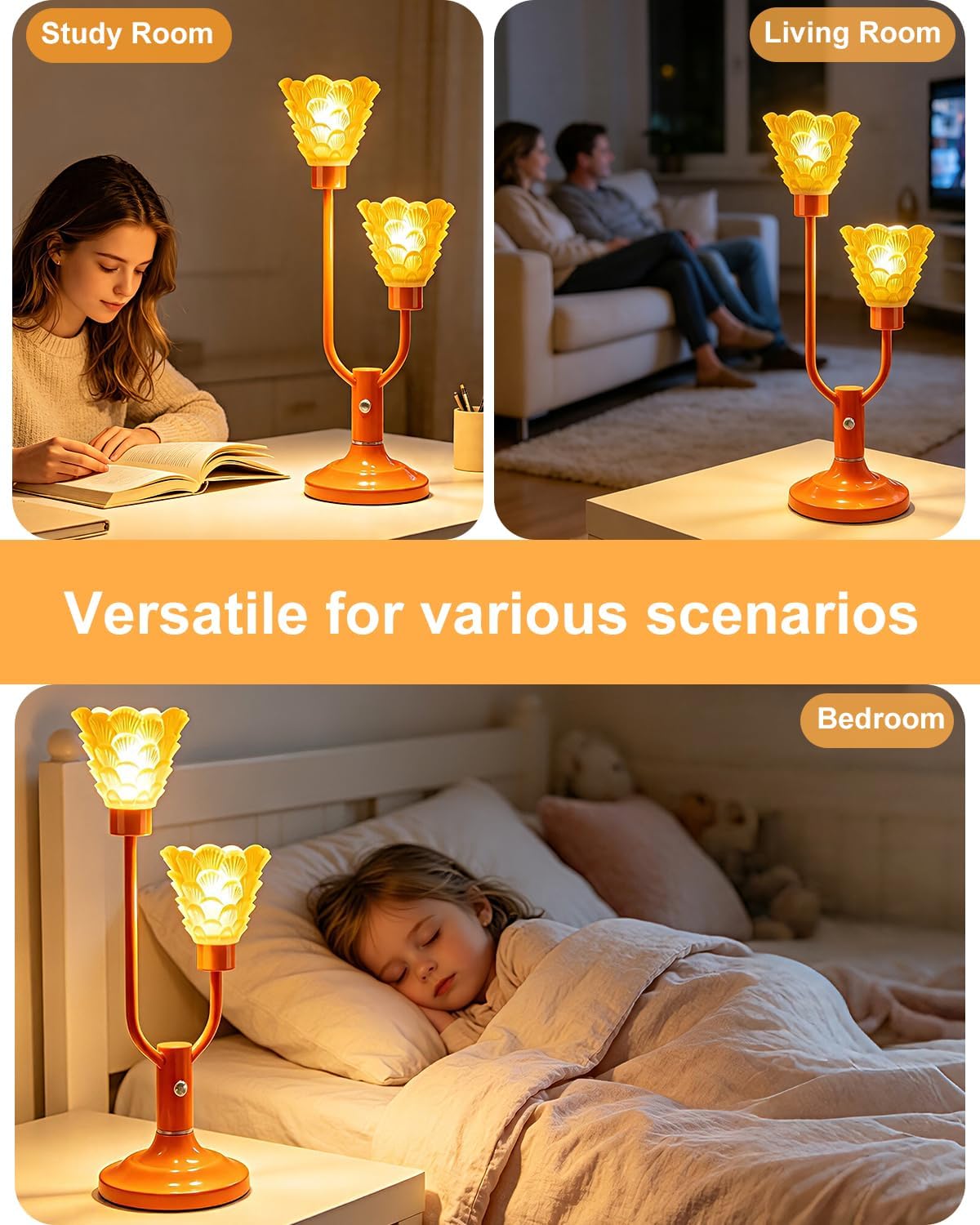 Lightdot Mid Century Modern Table Lamp Orange Vintage Lamp Gift Dimmable