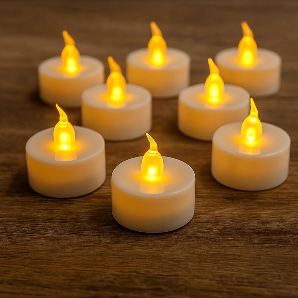 12 PCS Warm White Flickering Tea Light Candles with Timer
