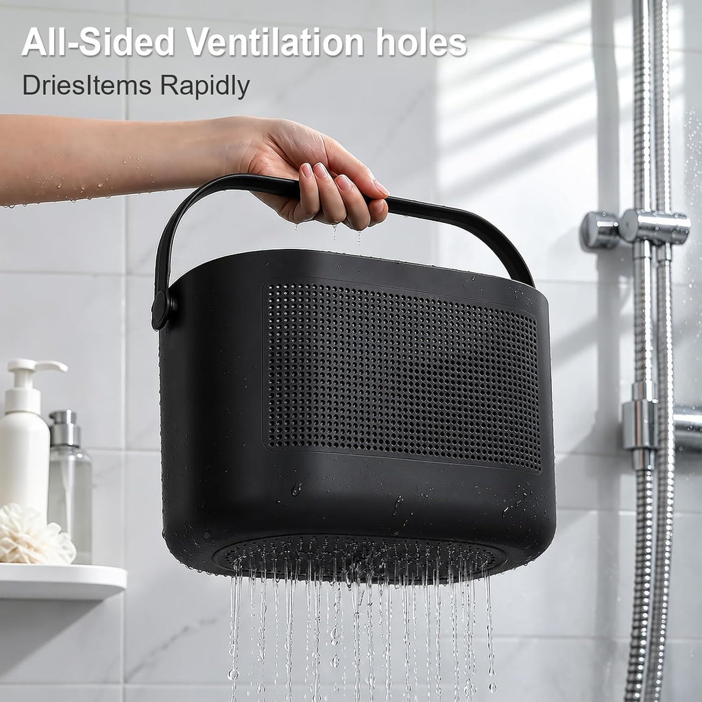 Plastic Portable Shower Caddy Basket, Storage Organizer with Handle, Black