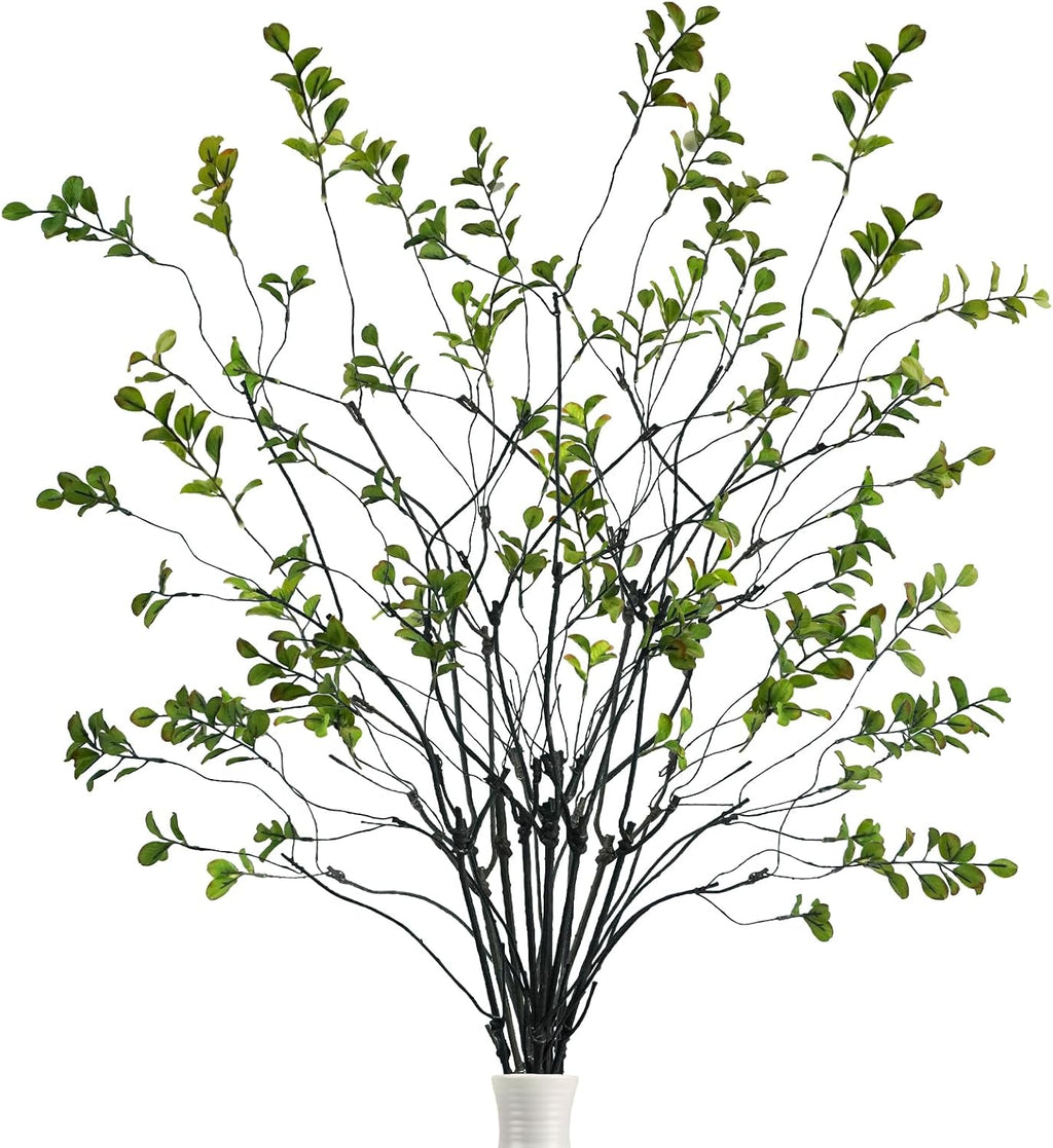 Krissing 12 Pcs Faux Greenery Stems, 37-Inch Ficus Branches for Vase
