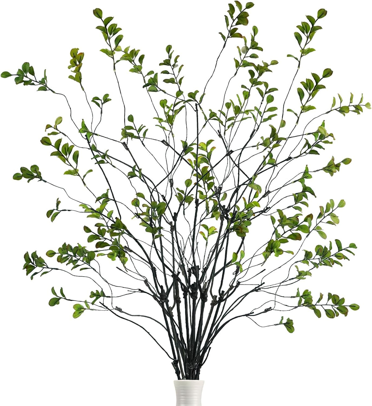 Krissing 12 Pcs Faux Greenery Stems, 37-Inch Ficus Branches for Vase