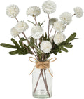 Velener White Faux Silk Mums Fake Flowers in Vase With Faux Water, Fake Plants Artificial Flowers For Home Decor Kitchen Bathroom Farmhouse Living Room Coffee Table Small Centerpieces For Table 1 Pack