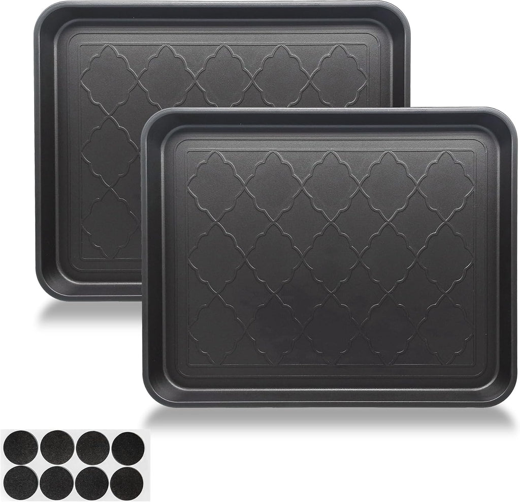 Small Boot Tray for Entryway Indoor, 2 Pack Wet Shoe Matt Tray for Floor Protection,Plastic Boot Mat w/Lip, Wet Shoe Mats for Mudroom (16.54in*12.6in*1.2in)