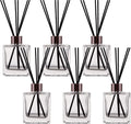 6 Pack Perfume Reed Diffuser Bottle,Empty Square Essential Oil Bottles Glass Jar with Black Sticks for DIY Fragrance Replacement Diffuser Sets (200ml/6.8 oz, Transparent Color)