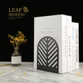QiMing Leaf Bookends for Books,1 Pair Metal Book Holders for Office Shelves Adults Gift(Black)