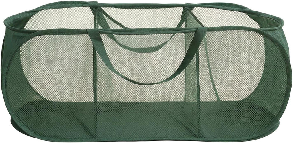 Collapsible Divided Laundry Hamper - Large Capacity Breathable Mesh Laundry Basket with Handles, Home Sorting Storage Bin,Large 31.5"x14"x14"