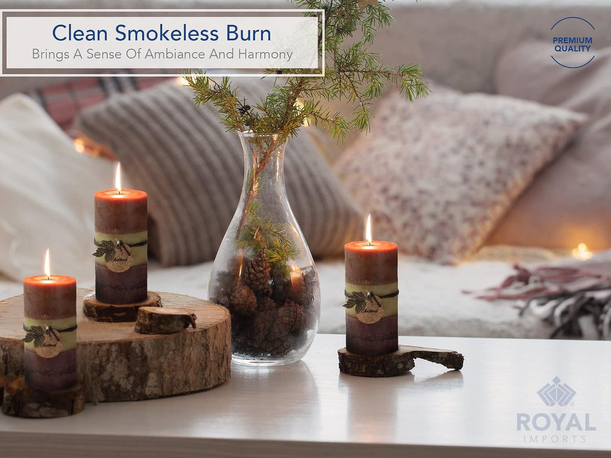 Royal Imports Fall Candles 6" Brown Ombre Pillar Candles Set of 6