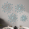 Blulu 4 Pcs Blue Wall Decor, Bling Crystal Starburst Metal Wall Art