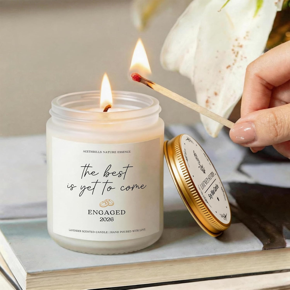 Engagement Gifts for Couples Women - 7 Oz Lavender Scented Candle