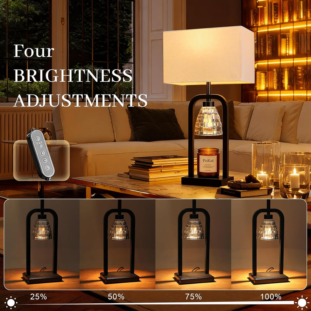 PoKat 21.5'' Matte Black Table Lamps Set of 2 with Candle Warmer & Gift Box