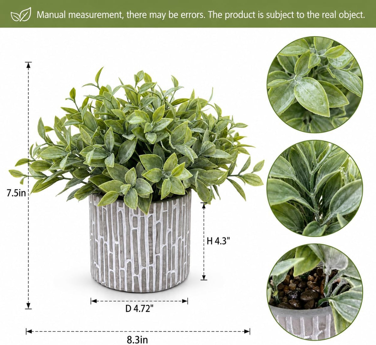 Faux Plants Indoor, Set of 3 Lavender Eucalyptus in Cement Pots