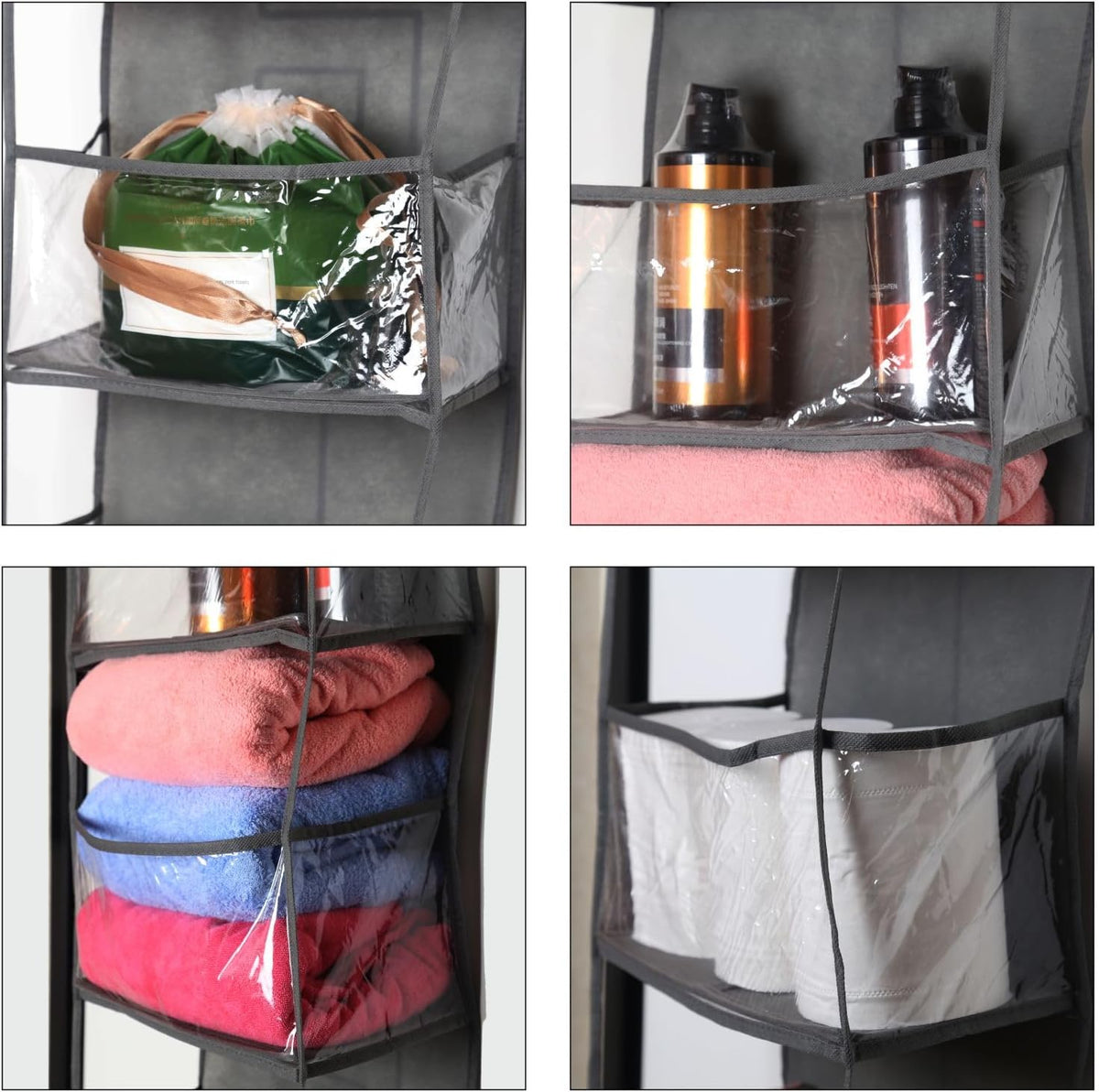 4-Shelf Over the Door Storage Hanging Closet Organizer (Grey)