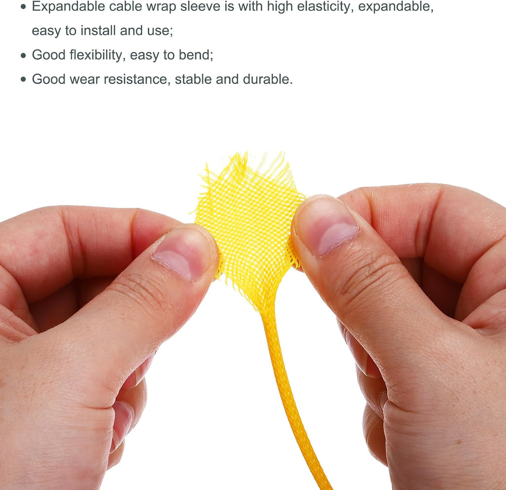 uxcell Expandable Sleeving, 1/4-inch 100ft Cable Sleeve, Yellow