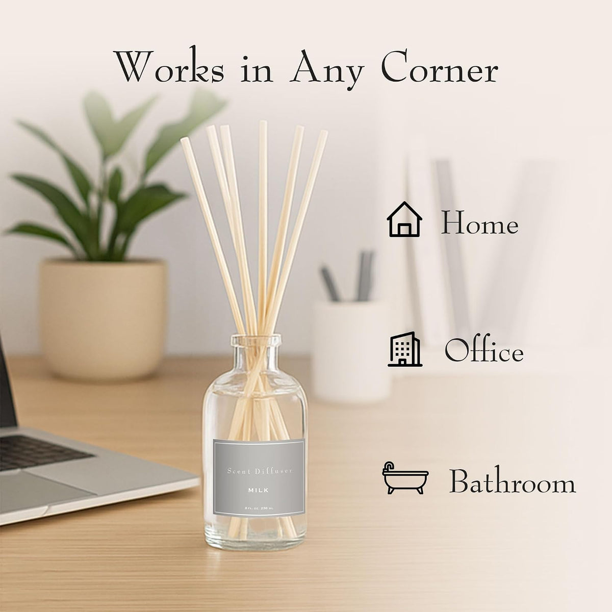 K. Hall Designs Milk Scent Boxed Diffuser Kit, Creamy-Sweet Coconut Vanilla