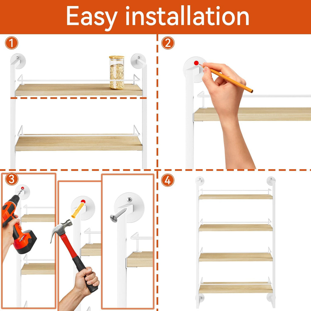 IBUYKE 4 Tier Spice Rack Wall Mount for Kitchen,Natural TLJ016R