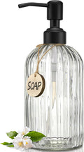 JASAI 18Oz Simple Glass Soap Dispenser with Black Rust Proof Pump.