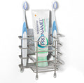 Linkidea Stainless Steel Self-Adhesive Toothbrush Holder, Countertop/Wall Mount 3 Slots Toothpaste Stand Organizer Compatible with Colgate Extra Clean, Oral-B CrossAction (Brushed Nickel)