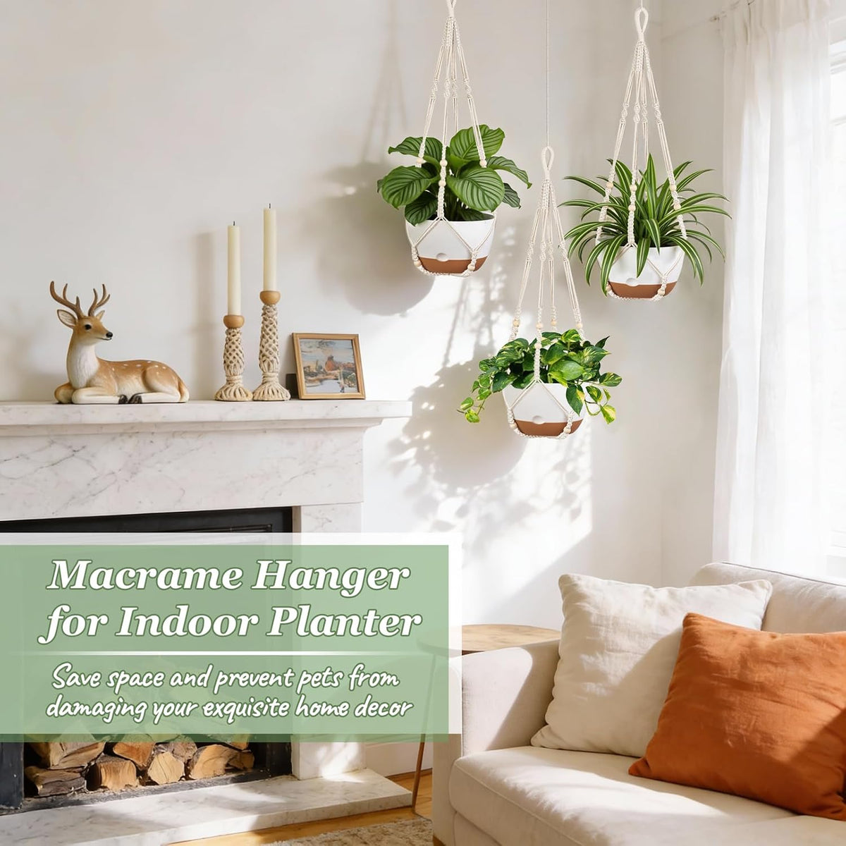 Mkono 3 Pack 10 Inch Hanging Planters for Indoor Plants with Self Watering