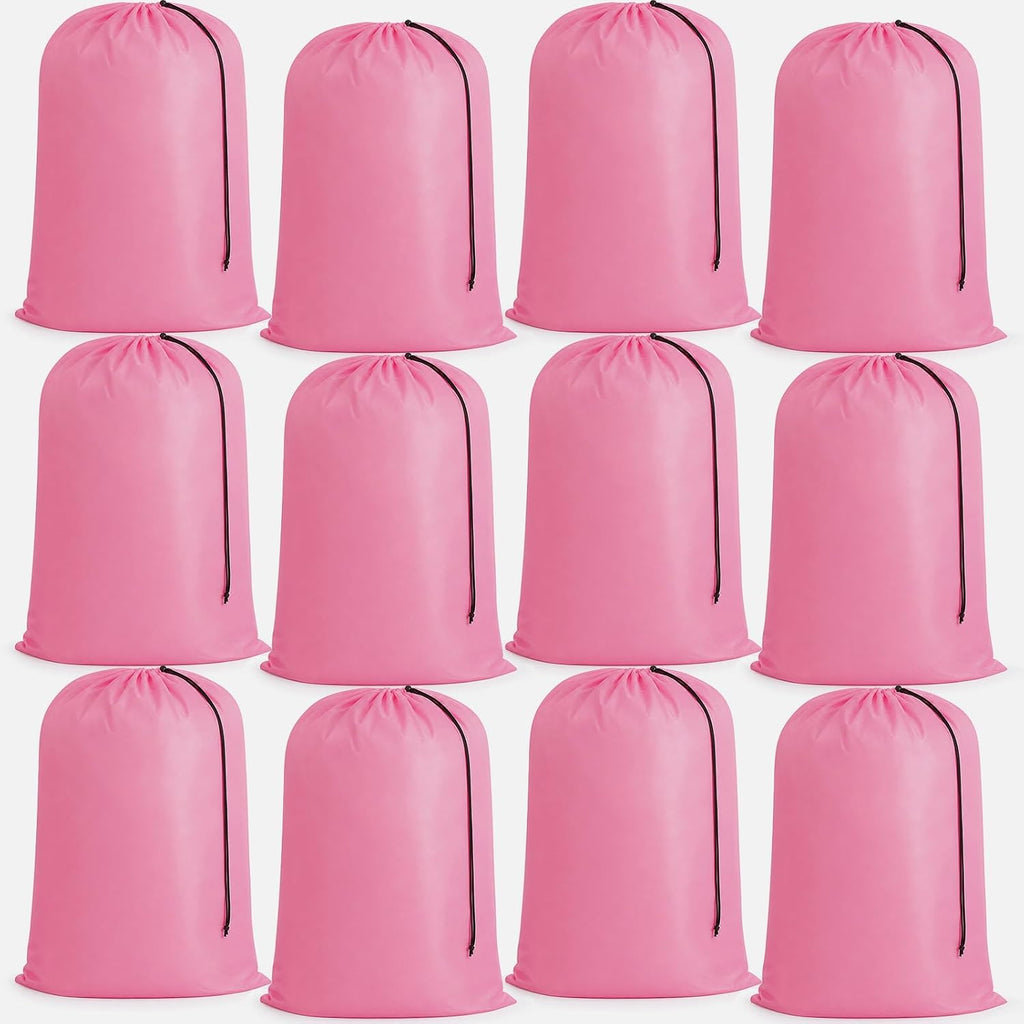 Woanger 12 Pack 28 x 45 Inch Extra Large Laundry Bags Bulk, Pink