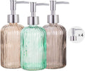 Bathroom Accessories Set, 15oz Glass Soap Dispenser Bottle for Bath Decor, 3 Pack Set