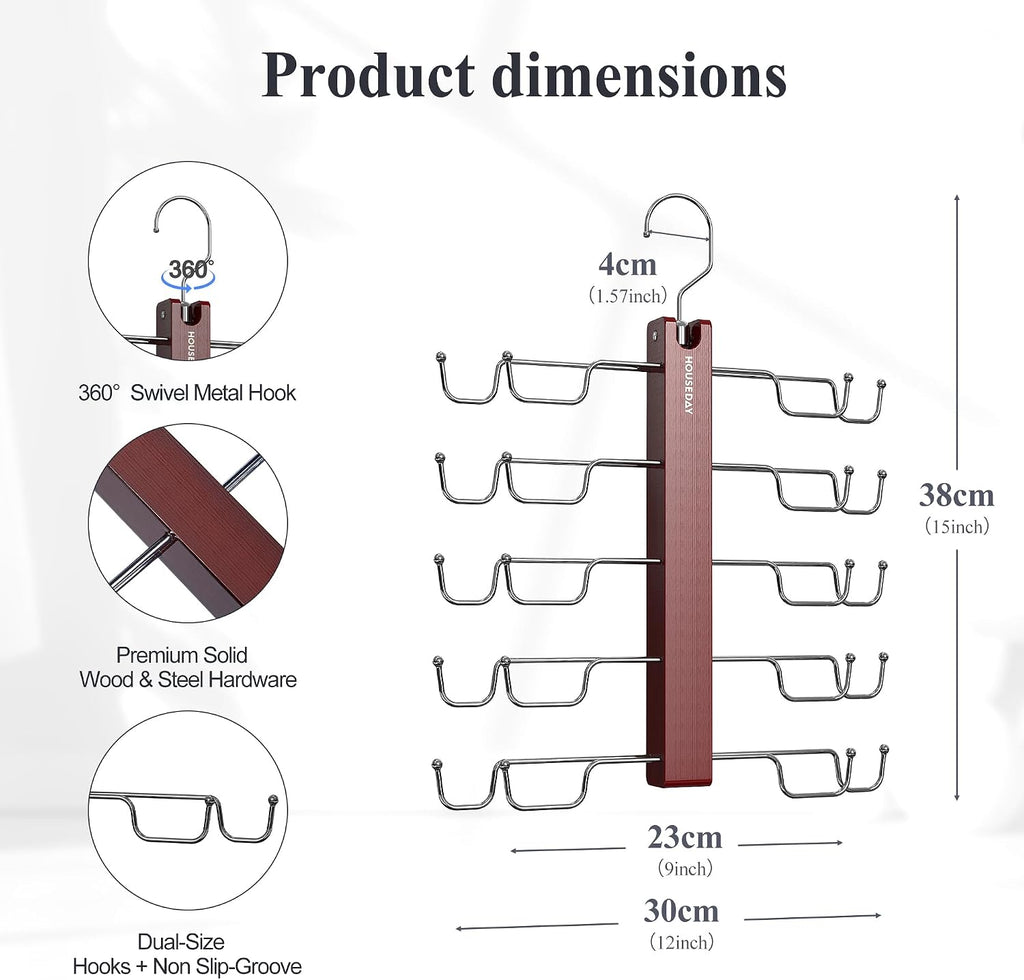 HOUSE DAY 2 Pack Tank Top Hanger Space Saving, Wooden Bra Hangers Mahogany