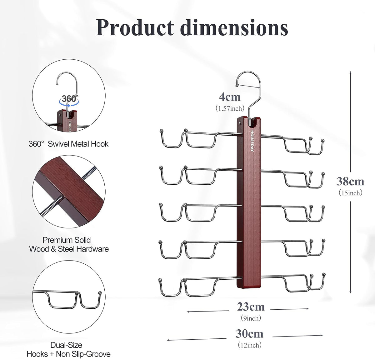 HOUSE DAY 2 Pack Tank Top Hanger Space Saving, Wooden Bra Hangers Mahogany