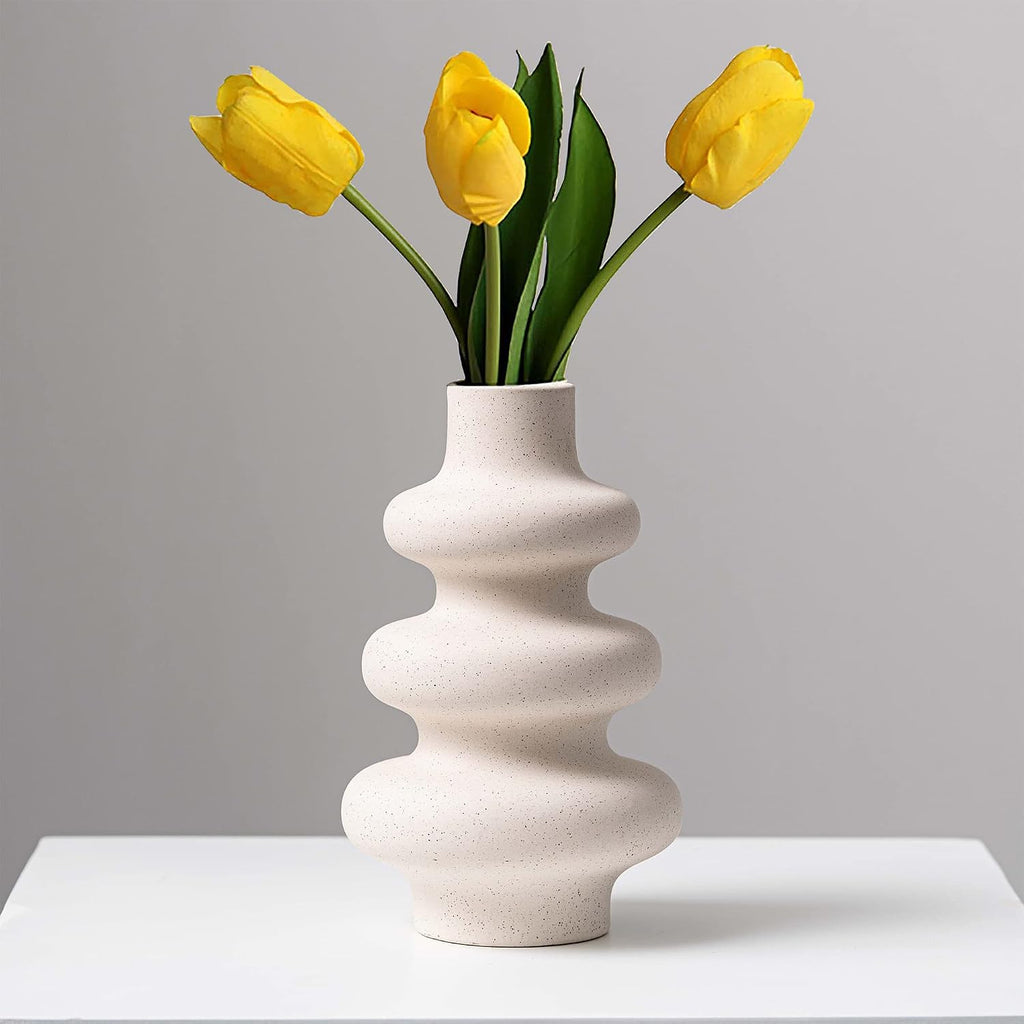 Steviieden Ceramic Vase, Boho Home Decor Vase, Off White, L