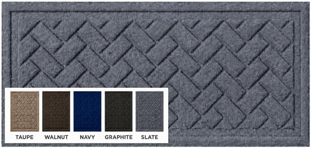 Mats Inc. Artisan Entry Boot Tray Brick Design, Indoor Mats for Entryway, Durable & Easy to Clean Tray for Boots, Anti-Slip & Water-Resistant for Front Room, Made in The USA, 15" x 36", Slate