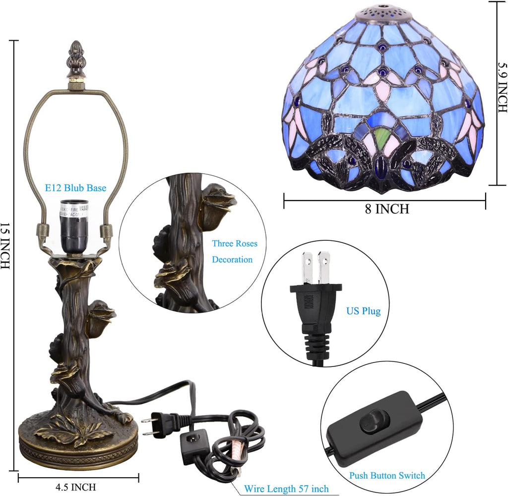 Small Tiffany Lamp Stained Glass Table Lamp Blue Baroque Style