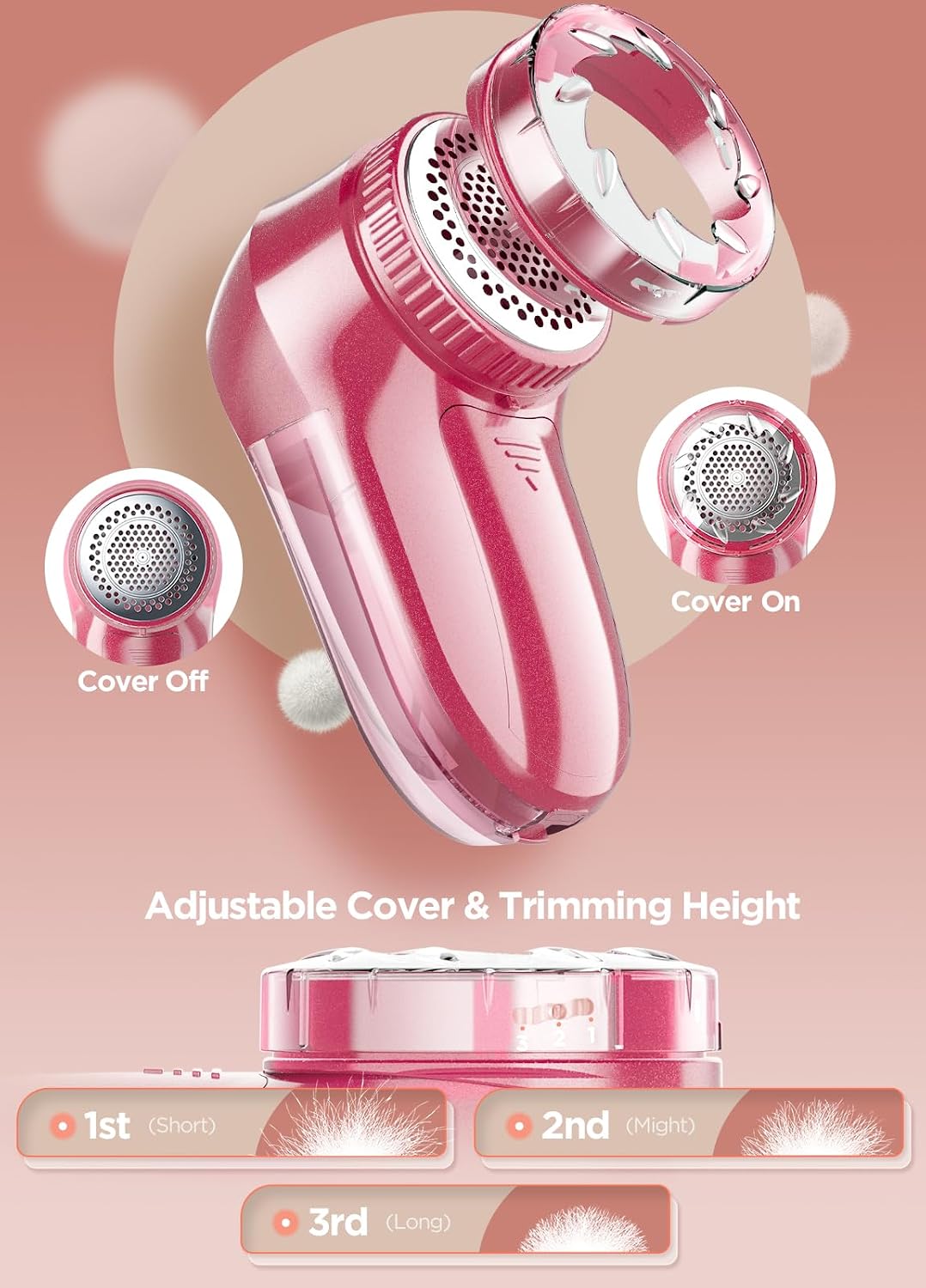 Bymore Fabric Shaver, Lint Shaver, Sweater Shaver for Clothes, Bright Red