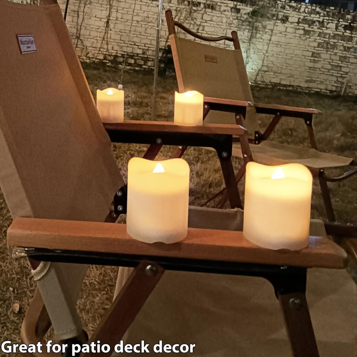 Solar Candles Outdoor Waterproof, 4pcs Rechargeable Dusk to Dawn Little Votive Candles, Flameless Flickering Solar Tea Lights for Patio Yard Deck Pathway Window Outdoor Lantern Decor (Warm White)