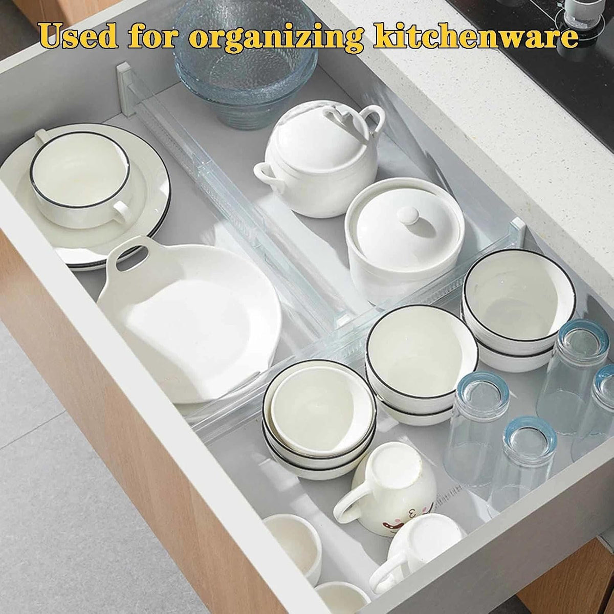 8 Pcs Drawer Dividers for Clothes,3.15" High 11.34"-19.69" clear
